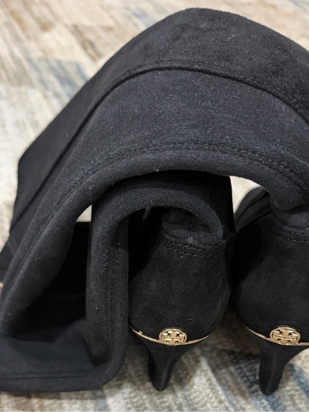 Tory Burch Black Suede Over-the-Knee Booties